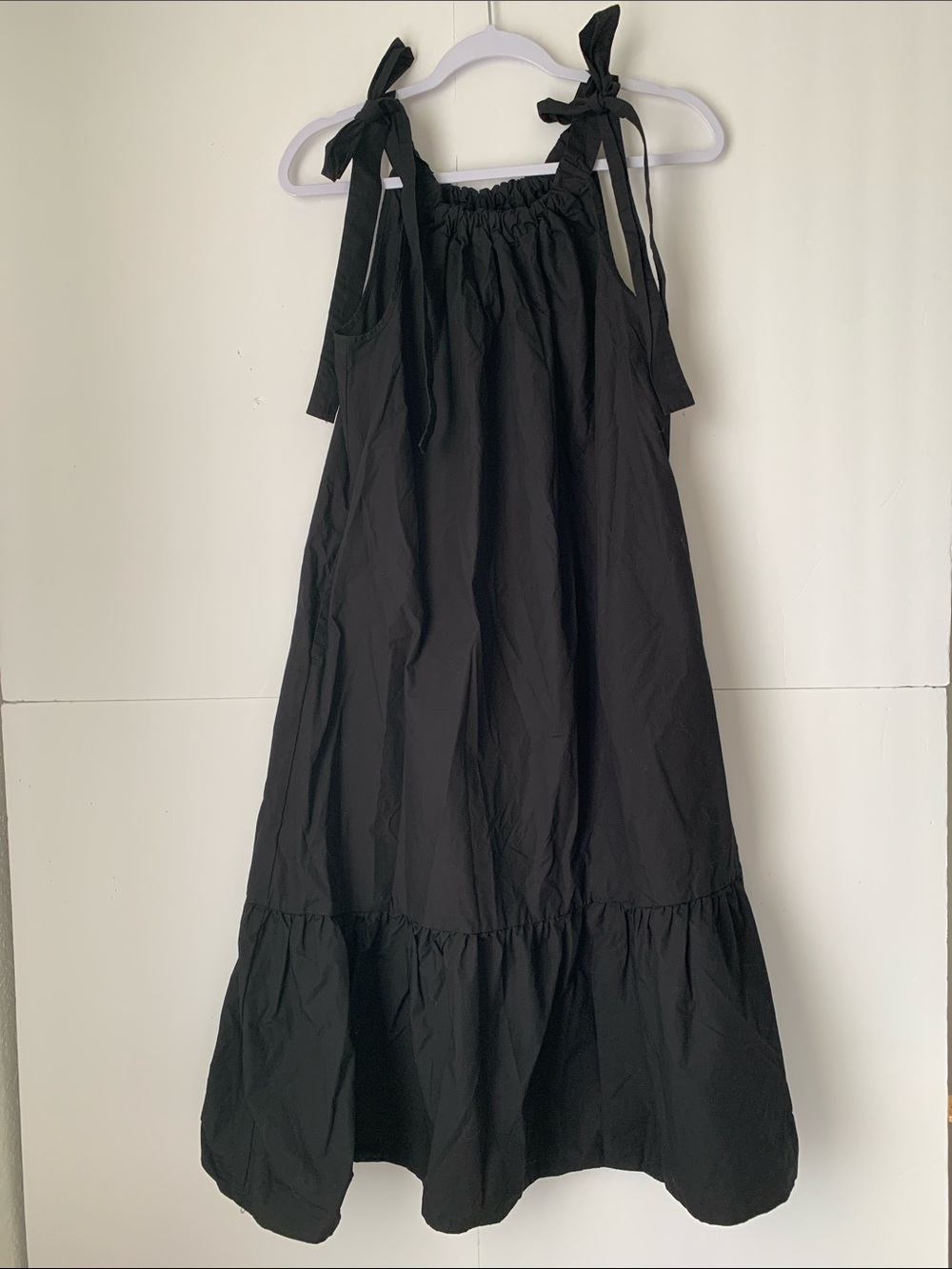 NWT Free Assembly Black Sleeveless Tie-Shoulder Cotton Maxi Dress Size M